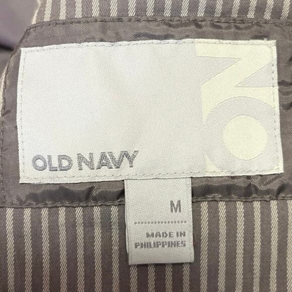 Old Navy Gray Striped One Button 3/4 Puff Sleeve Cropped Blazer Coat Jacket Sz M - Picture 3 of 4